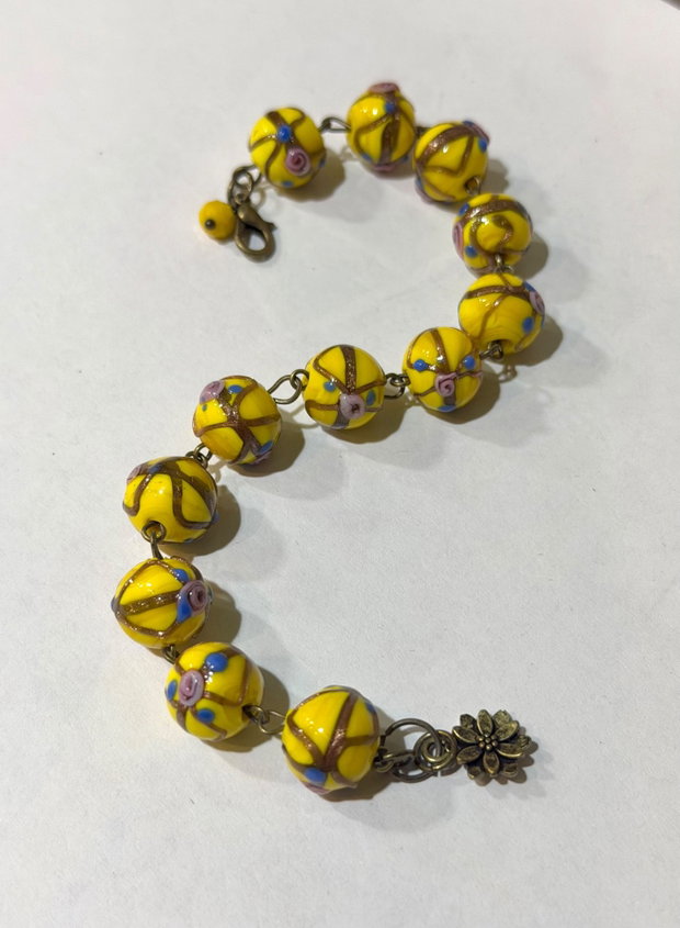 BRĂȚARĂ TONIC YELLOW-lampwork,bronz