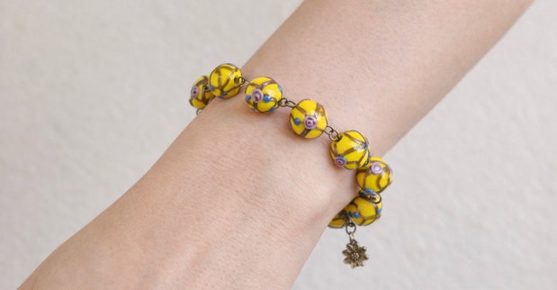 BRĂȚARĂ TONIC YELLOW-lampwork,bronz
