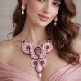 Set soutache cu Cuarț Roz