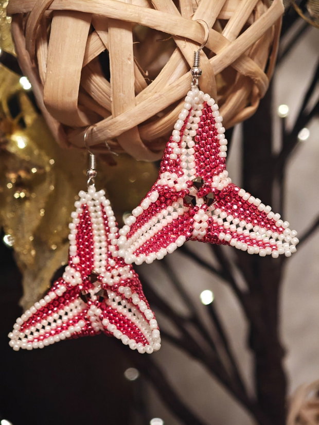 Cercei unicat roz din mărgele sticla Cehia și cristale Swarovski