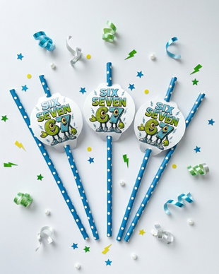 Paie pentru suc decorate six seven