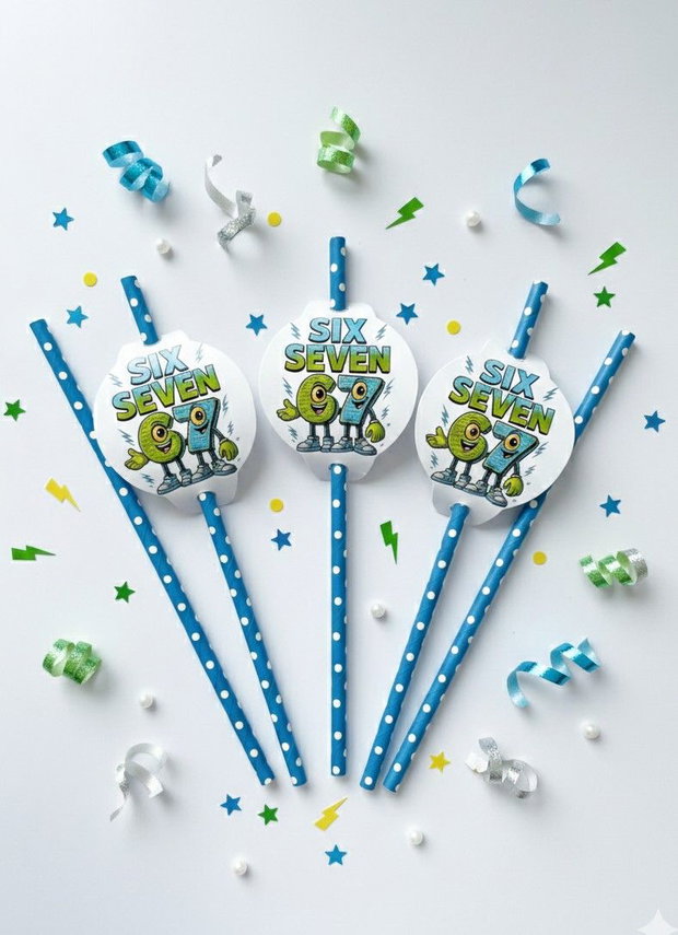 Paie pentru suc decorate six seven