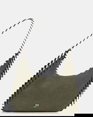 Pinko geantă de mână din piele întoarsă