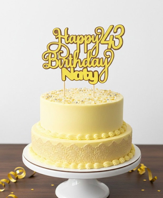 Topper tort cu cifră aniversară și nume