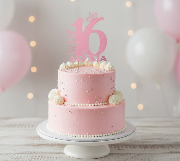 Topper tort SWEET 16 personalizat