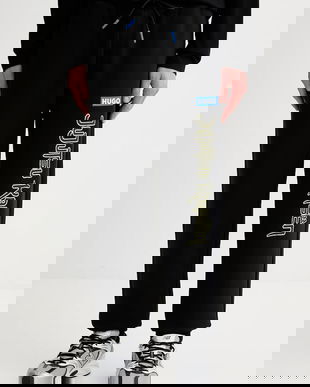 Hugo Blue pantaloni de trening din bumbac HUGO x Jujutsu Kaisen