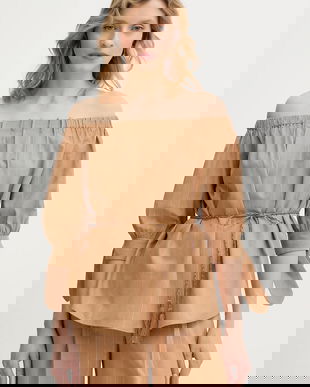 Twinset bluză din amestec de in