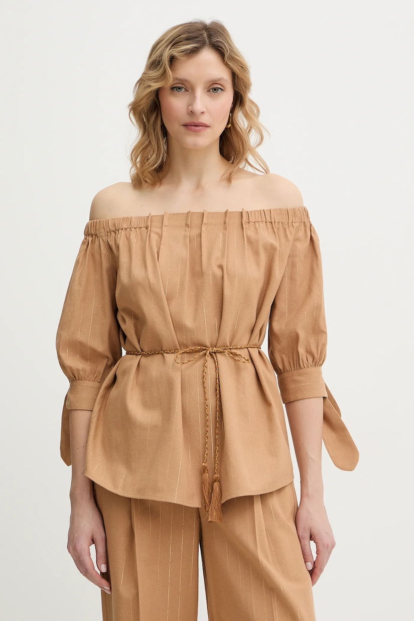 Twinset bluză din amestec de in