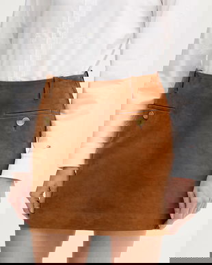 Tommy Hilfiger fustă din piele intoarsa