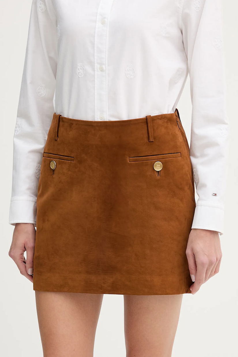 Tommy Hilfiger fustă din piele intoarsa
