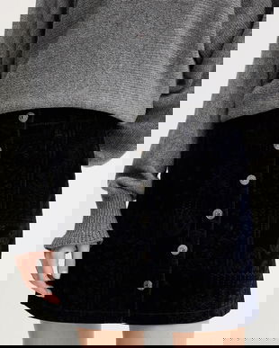 Guess fustă de catifea SERENA