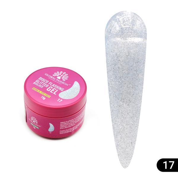 Gel pentru modelarea unghiilor 15 gr, Disco Flashing Glitter Builder Gel 17