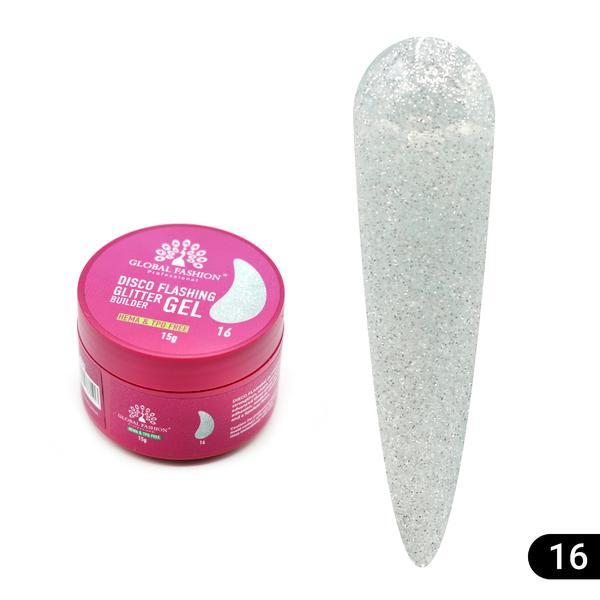 Gel pentru modelarea unghiilor 15 gr, Disco Flashing Glitter Builder Gel 16