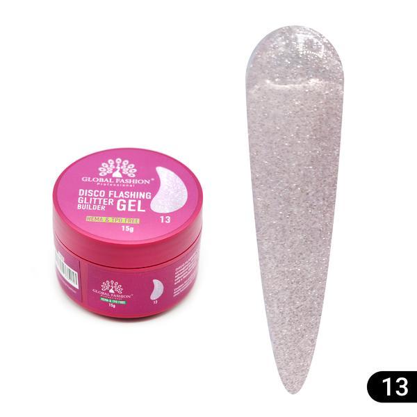 Gel pentru modelarea unghiilor 15 gr, Disco Flashing Glitter Builder Gel 13