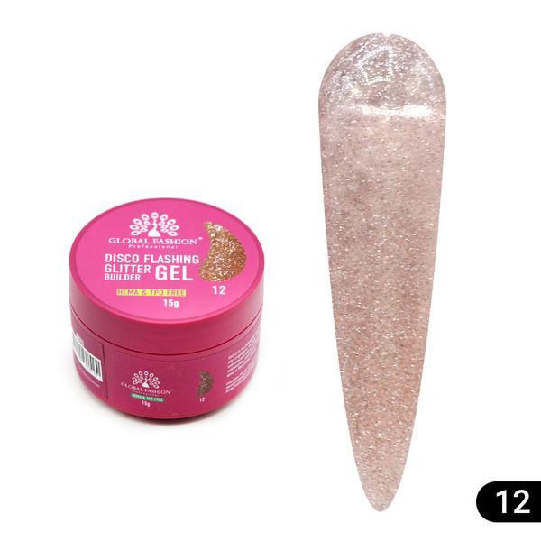 Gel pentru modelarea unghiilor 15 gr, Disco Flashing Glitter Builder Gel 12
