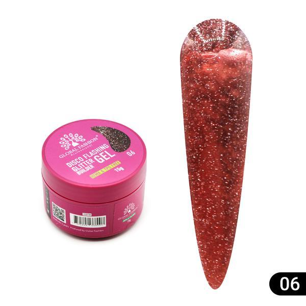 Gel pentru modelarea unghiilor 15 gr, Disco Flashing Glitter Builder Gel 06