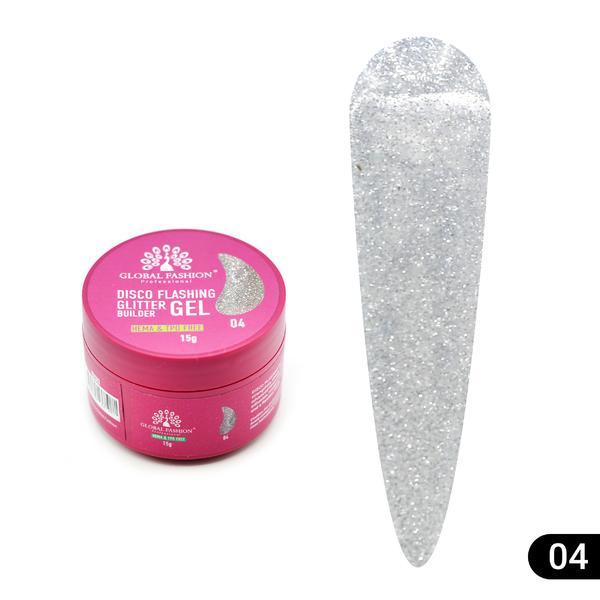 Gel pentru modelarea unghiilor 15 gr, Disco Flashing Glitter Builder Gel 04