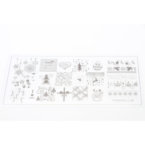 Matrita pentru stampila unghii de Anul Nou #04, Global Fashion, L38, 12,5*6,5 cm