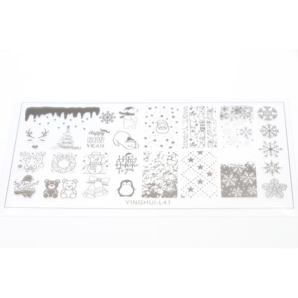 Matrita pentru stampila unghii de Anul Nou #02, Global Fashion, L41, 12,5*6,5 cm