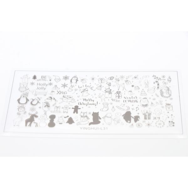 Matrita pentru stampila unghii de Anul Nou #09, Global Fashion, L31, 12,5*6,5 cm