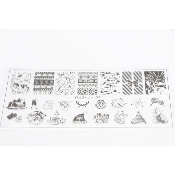 Matrita pentru stampila unghii de Anul Nou #15, Global Fashion, L37, 12,5*6,5 cm