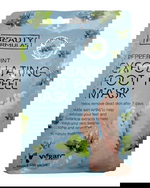 Sosete exfoliante pentru picioare, cu menta racoritoare, 1 pereche, Beauty Formulas