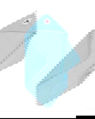 Prosop de baie cu gluga, pentru bebelusi, bumbac premium, super-absorbant, turquoise, 75x75 cm