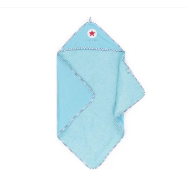 Prosop de baie cu gluga, pentru bebelusi, bumbac premium, super-absorbant, turquoise, 75x75 cm