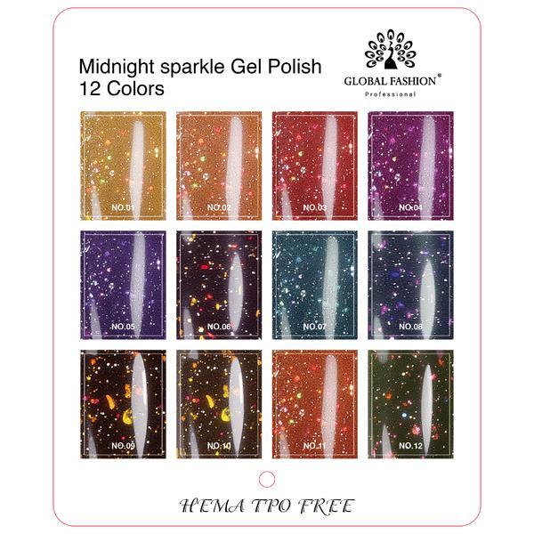 Ojă semipermanentă Midnight sparkle 8 ml, 08