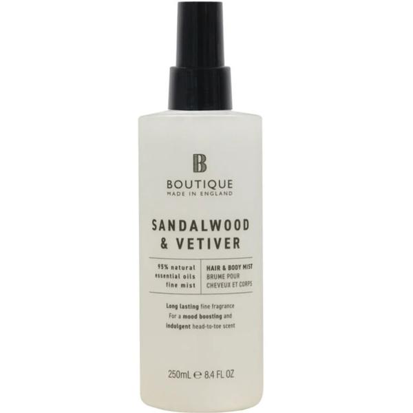 Spray pentru Par si Corp cu Parfum de Lemn de Santal si Vetiver - Boutique Hair &amp; Body Mist, 250 ml