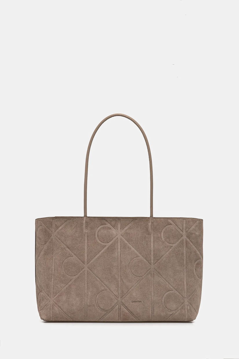 Calvin Klein geantă de mână din piele întoarsă