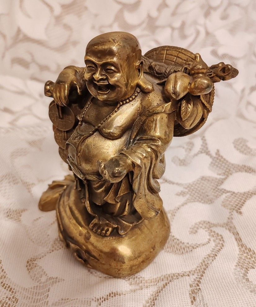 Statueta Buddha, realizată din alama / bronz