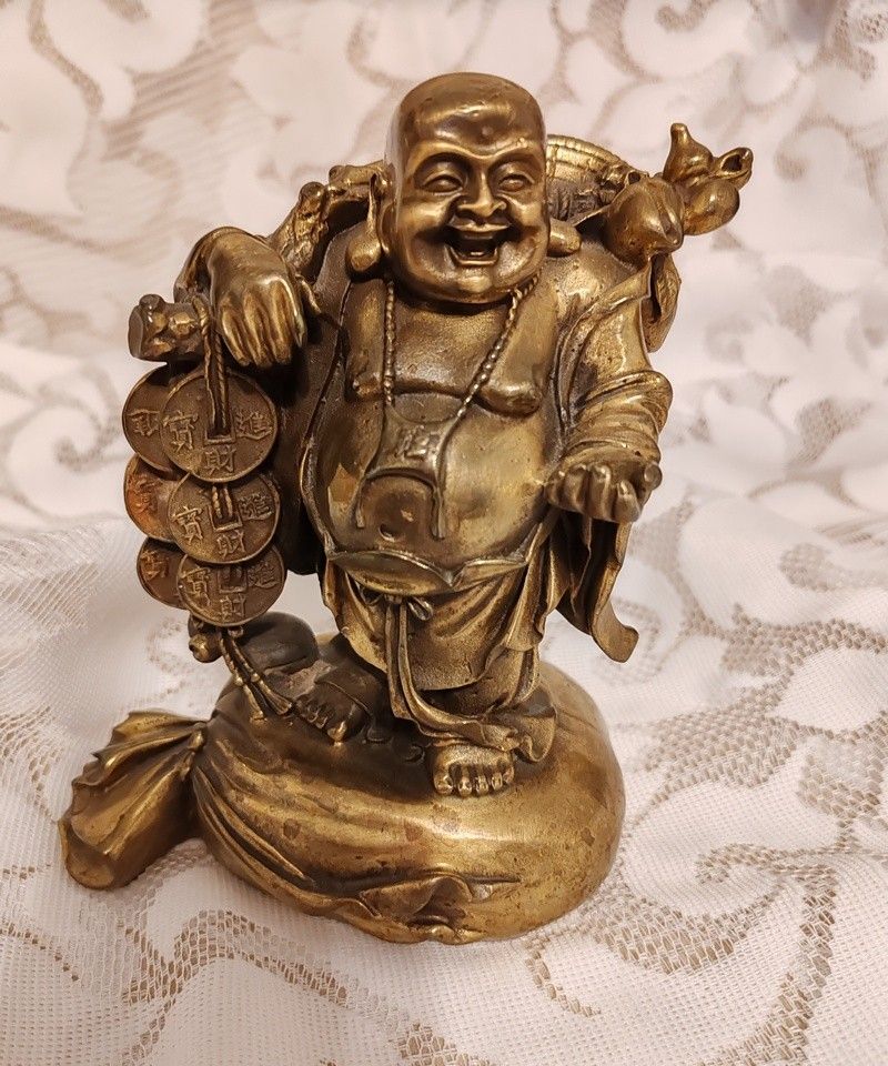 Statueta Buddha, realizată din alama / bronz