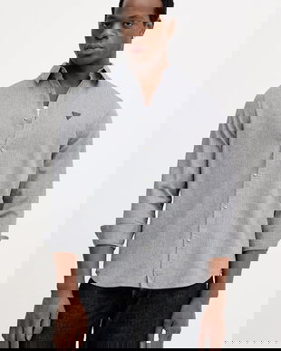 Guess cămașă din bumbac HERRINGBONE