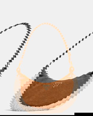 Guess geantă de mână din piele întoarsă AMITA