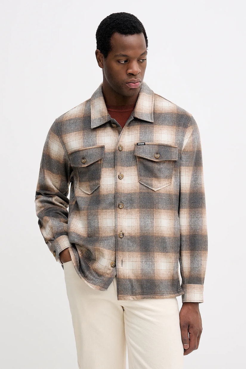 Guess cămașă din amestec de lână