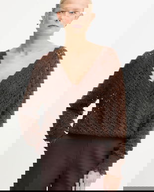 Twinset pulover cu adaos de mohair