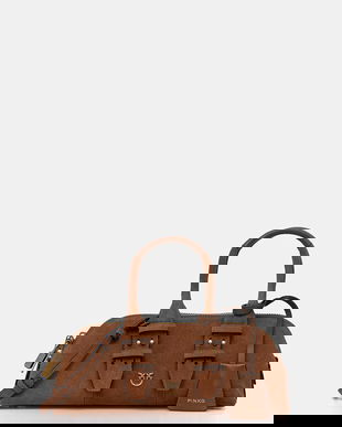 Pinko geantă de mână din piele întoarsă Horizontal