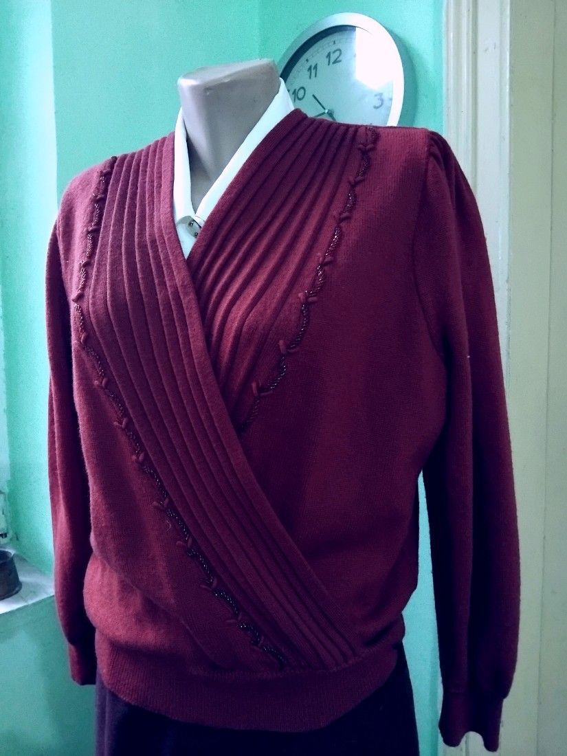 Bluza lana merino, bordo