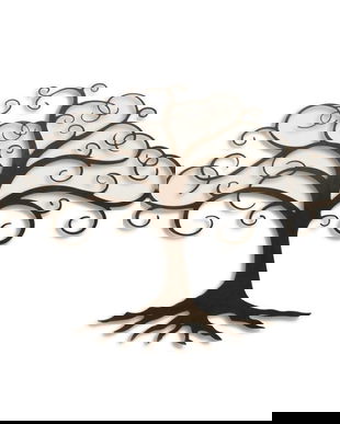 Set doua decoratiuni de perete din metal cu copac