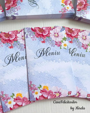 Meniuri nuntă design floral romantic