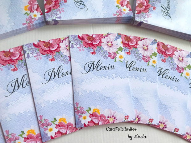 Meniuri nuntă design floral romantic