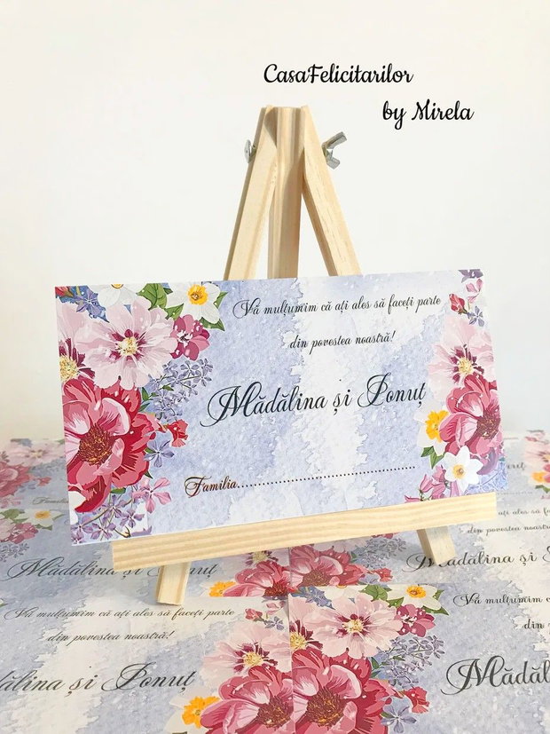 Meniuri nuntă design floral romantic