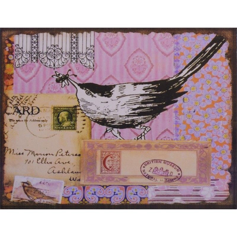 Decoratiune de perete din metal cu o pasarica