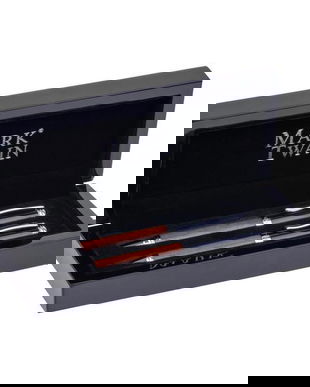 Set pix si roller din lemn Mark Twain, in cutie neagra