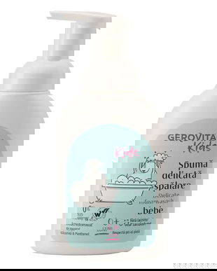 Spuma de Dus pentru Bebelusi 2 in 1 - Gerovital Kids Delicate Foam-Wash, 0+ luni, 300 ml