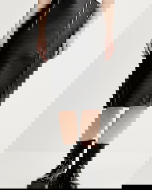 HUGO fustă de piele Leomira