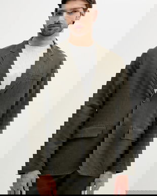 Armani Exchange blazer din amestec de in