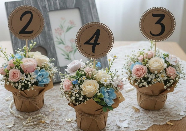 Numere de masă din carton craft nuntă & botez