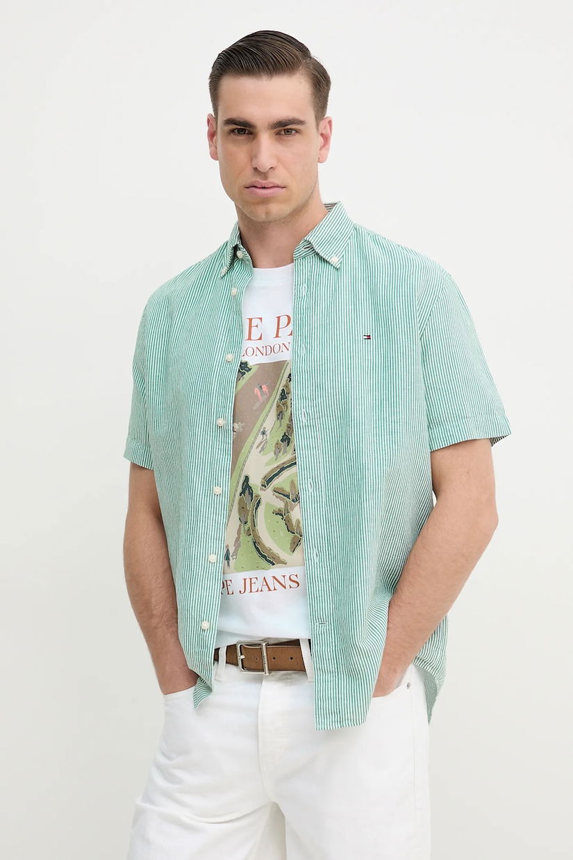 Tommy Hilfiger cămașă din amestec de in